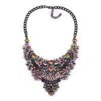 Multicolored Aurora Marquise Crystal Burst Bib Necklace